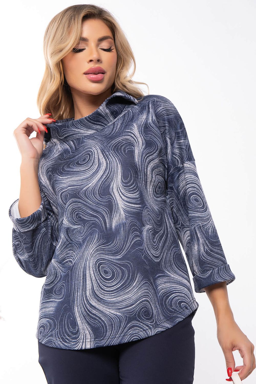 Блуза "Казимира" (синяя/абстракция) Б7471 LT Collection (Акция)