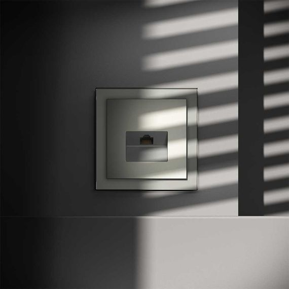 Розетка компьютерная встраиваемая Voltum S70 RJ45 кат.6, (сталь) VLS060105