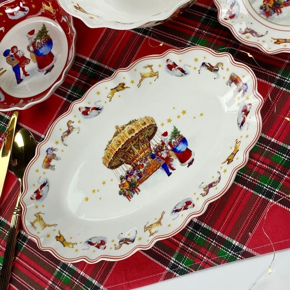 Lenardi 305-172 Набор из 2 овальных блюд 30,5х20х3,5см НОВЫЙ ГОД в под.уп.(х12)Фарфор