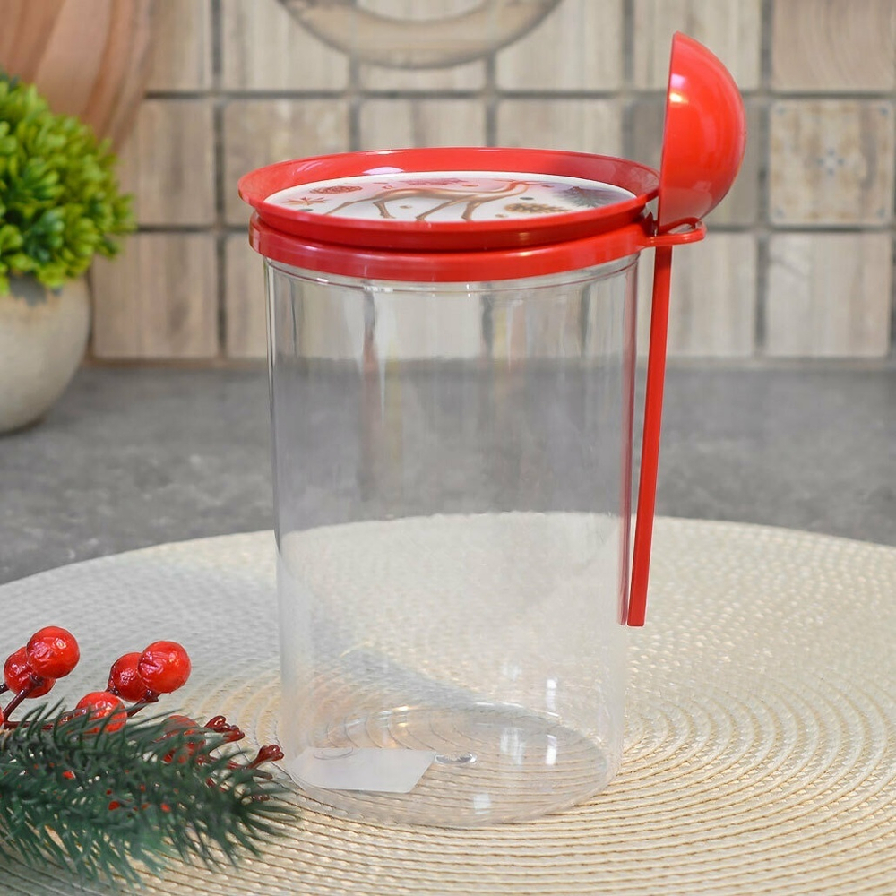 Банка для сыпучих продуктов 0,7л с ложкой "Сказочный лес"