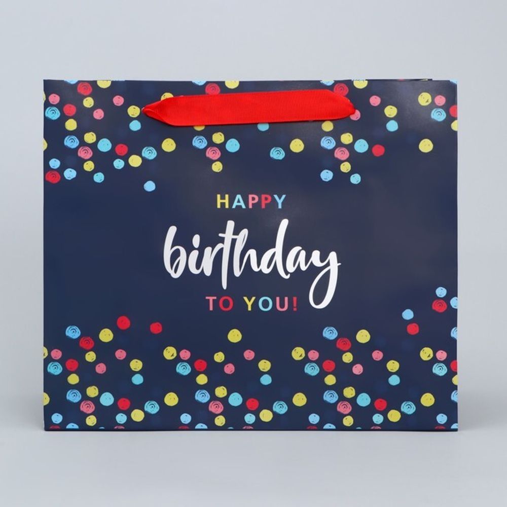 Пакет подарочный ламинированный горизонтальный, «Happy Birthday», ML 27 х 23 х 11,5 см