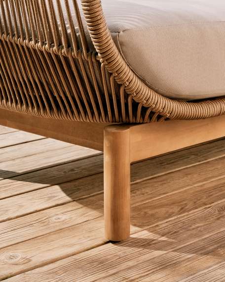 Трехместный уличный диван Catalina, бежевый корд, массив акации