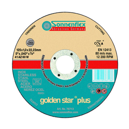 Отрезной диск Golden Star 125x1x22,23 AZ60 W F41 INOX Sonnenflex 76713