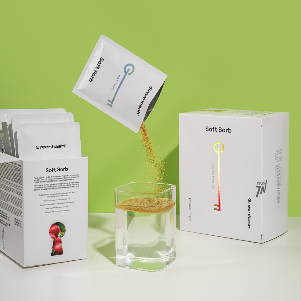 Greenflash Soft Sorb Природный сорбент Софт Сорб, 20саше, вкус яблоко
