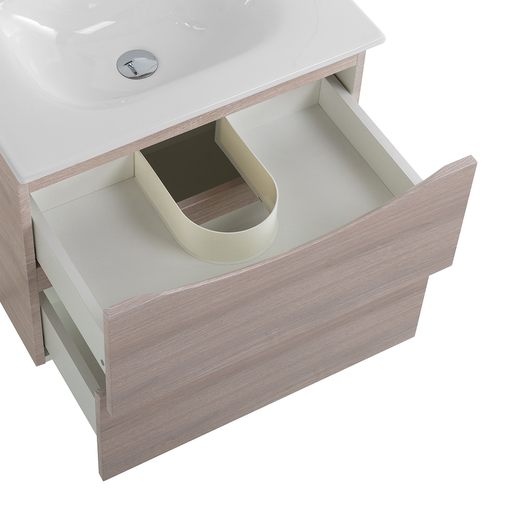 Тумба с раковиной подвесная BelBagno MARINO-CER-MINI-600-2C-SO-RG-P Rovere Grigio, раковина белая BB-8099-3-60