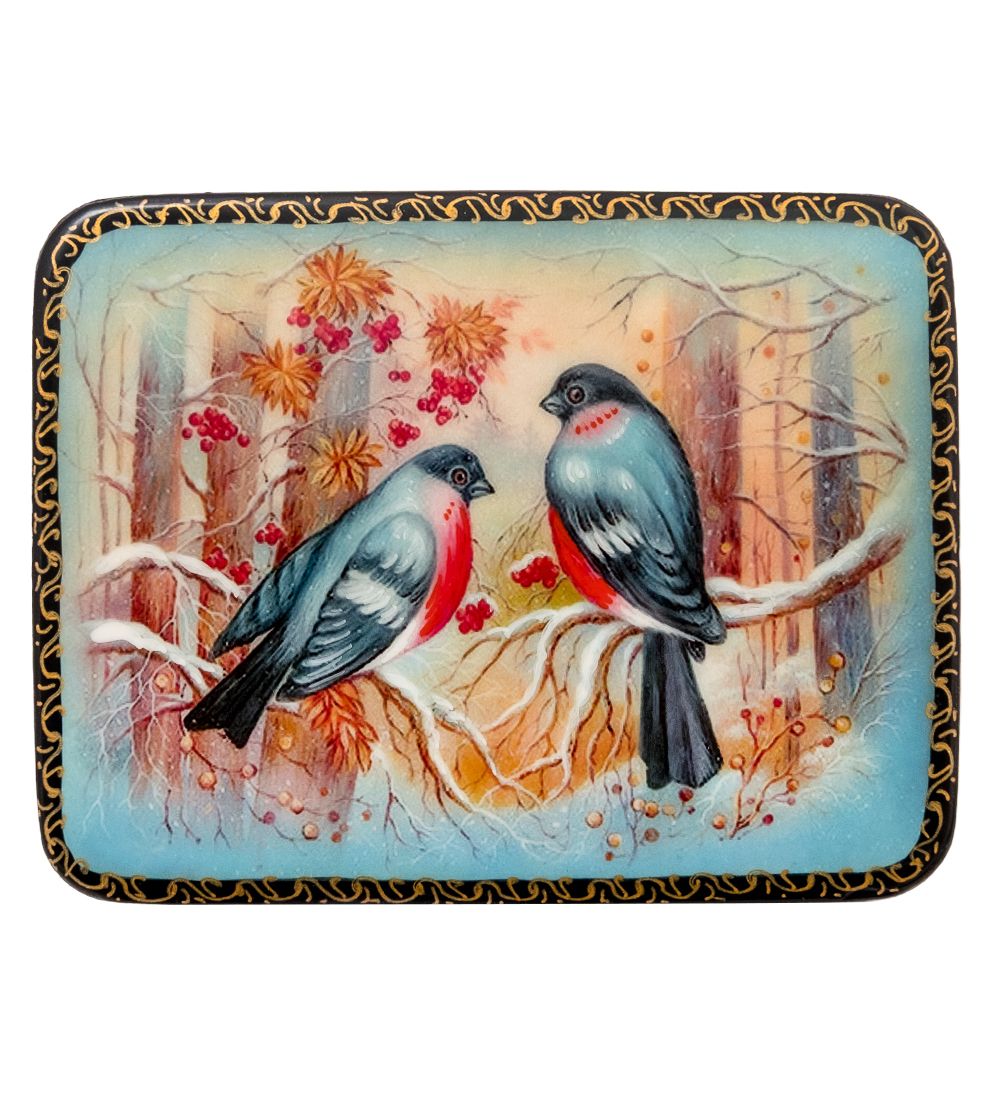 ШК-19/66 Шкатулка в технике декупаж «Снегири» (10х8х3,5)