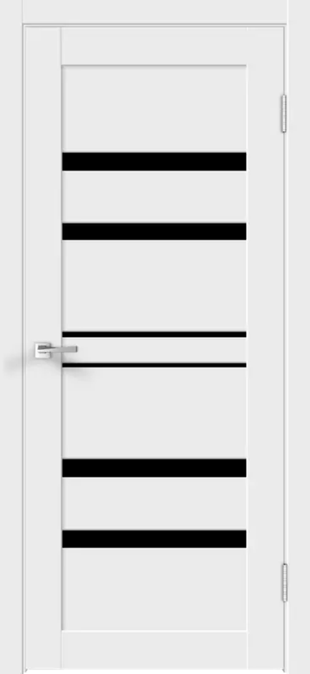 Межкомнатная дверь LINEA 6 Белый эмалит (Чёрное стекло)