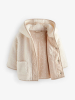 Куртка флисовая с капюшоном на молнии для девочки Next 378-041, Кремовый