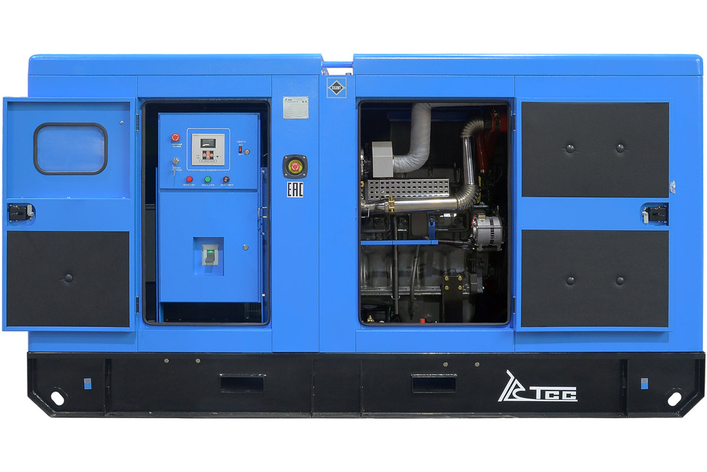 Дизельный генератор ТСС ЭД-150-Т400 с АВР в шумозащитном кожухе на прицепе