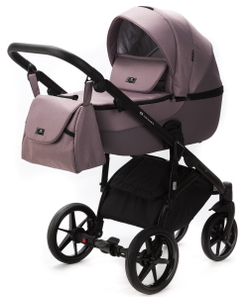 Детская коляска Adamex Bibione 2 в 1 BI-PS21/A (СЕРО-РОЗОВ+СИРЕНЬ ПЕРФ.КОЖА)