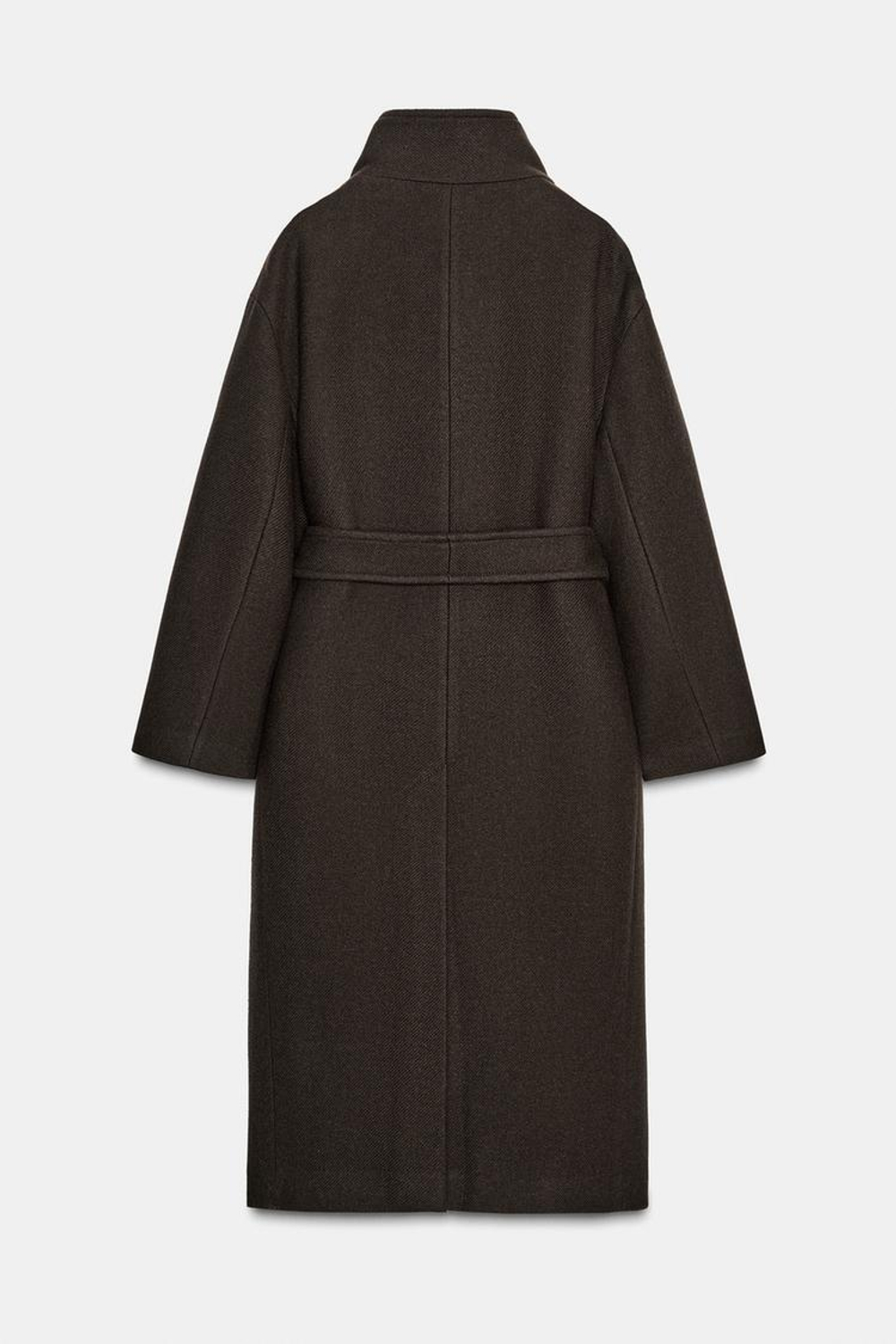 ZARA ПАЛЬТО ОВЕРСАЙЗ ИЗ СМЕСОВОЙ ШЕРСТИ — ZW COLLECTION, ШОКОЛАДНЫЙ