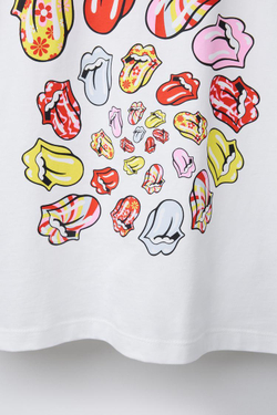 ZARA ФУТБОЛКА С ПРИНТОМ ROLLING STONES ©, БЕЛЫЙ