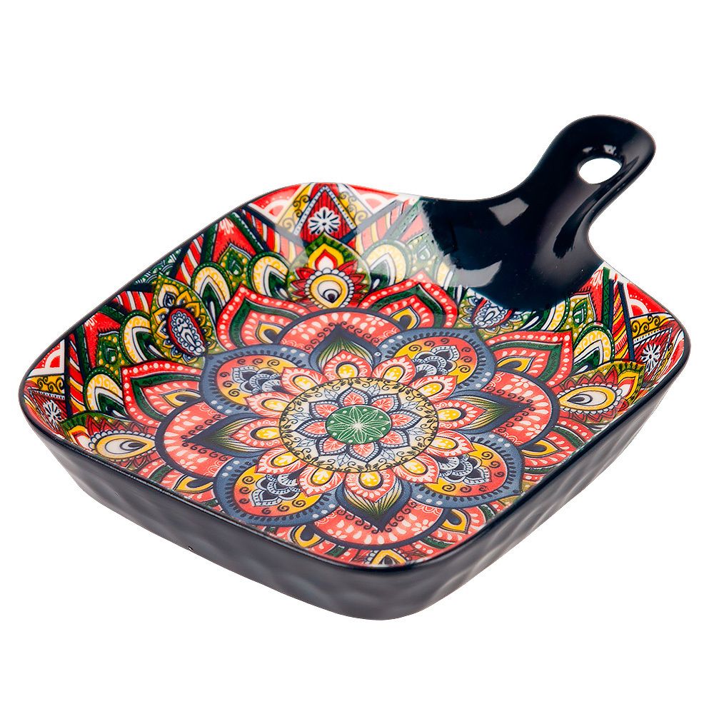 Блюдо с ручкой " " (синий) 23х14,5см (min9) (транспортная упаковка)