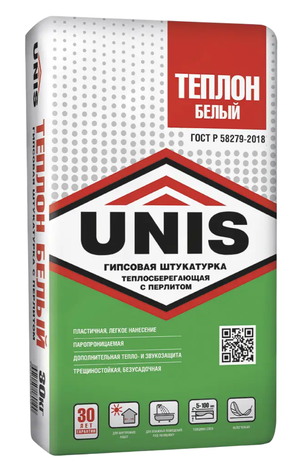 Штукатурка UNIS ТЕПЛОН БЕЛЫЙ  гипсовая теплосберегающая облегченная 15 кг