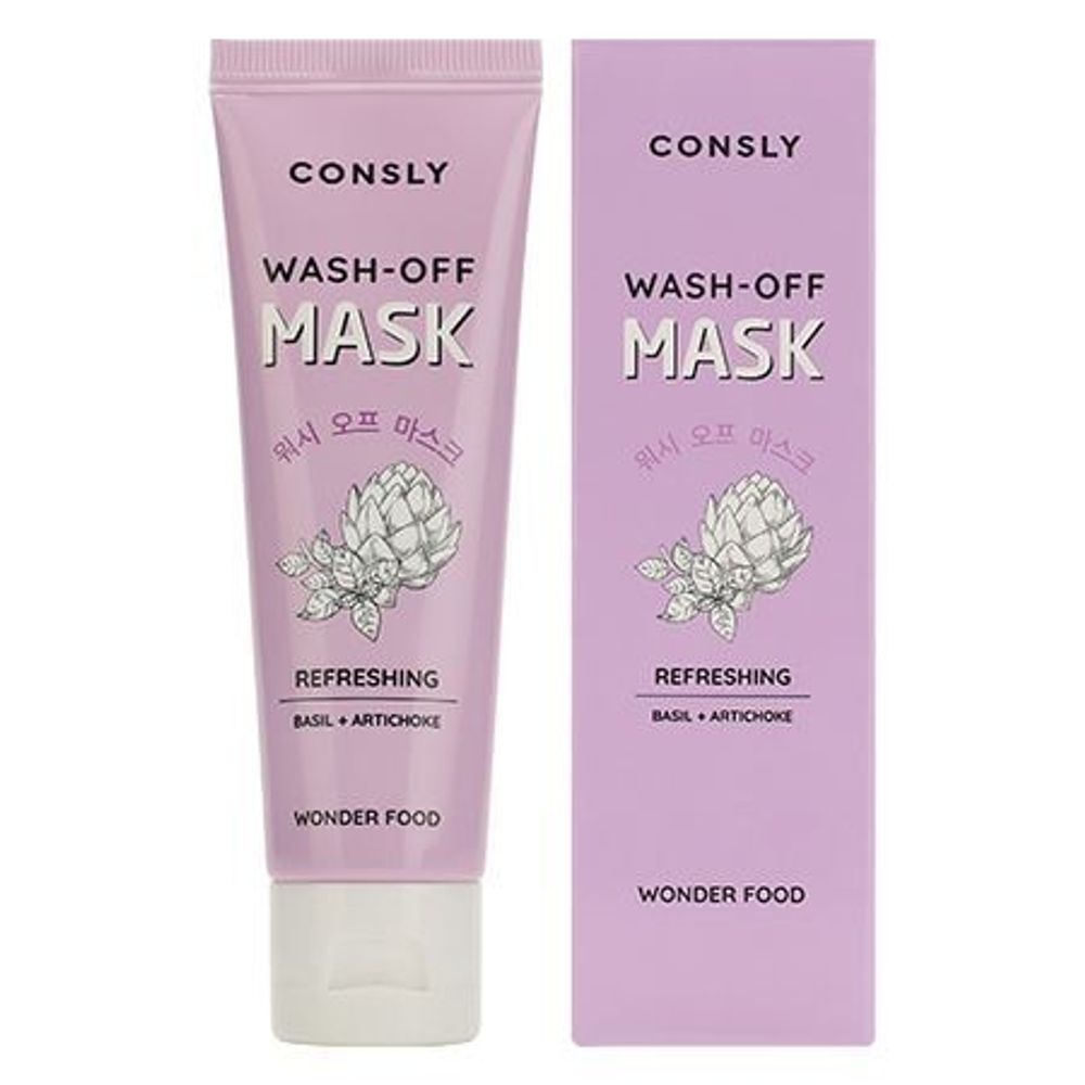 Маска глиняная с экстрактами базилика и артишока CONSLY Wonder Food Wash-Off Mask Refreshing 50 мл