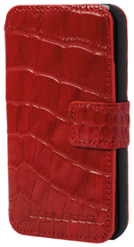 Кожаный чехол-книжка для iPhone 4\4S (Айфон 4) красный под крокодила