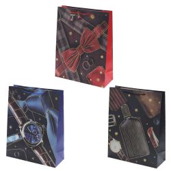 GAEM Пакет подарочный (бумага 210г/м2, блок микс 12шт), L31 W12 H40 см, 4в.