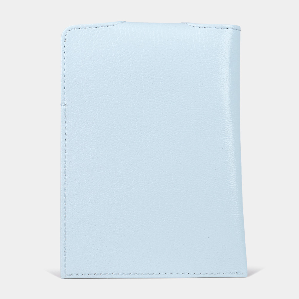 Обложка-кармашек для паспорта London из кожи козы, голубого цвета