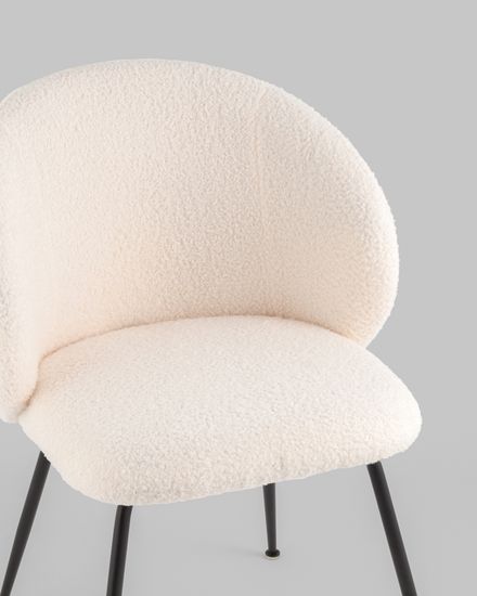 Стул Leaf белый, ткань букле, черные ножки