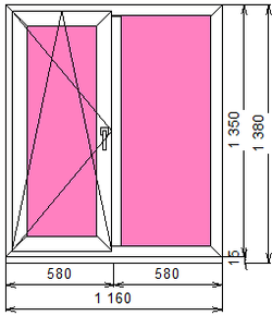 Пластиковое окно 1350 х 1160 ТермА Эко