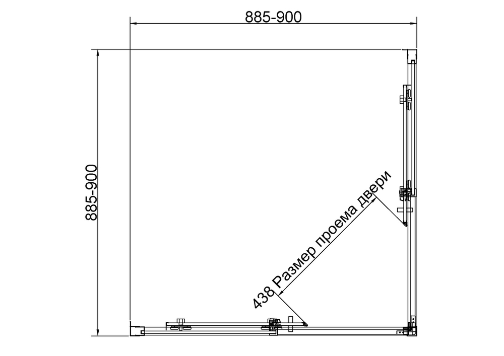 Душевой уголок Слим 8мм (Slim 8mm) Vincea VSS-4SL900CLGM, 900*900, вороненая сталь, стекло прозрачное