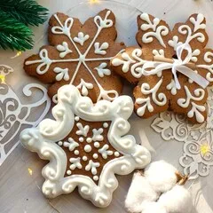 Новогодняя Снежинка белая пряник