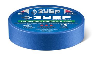 ЗУБР №100 24 мм х 25 м, для гладких и слегка шероховатых поверхностей, малярная лента, Профессионал (12141-24)