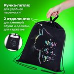 Мешок для обуви BRAUBERG, с петлёй, карман на молнии, 47х37 см, "Magic Cat", 271608