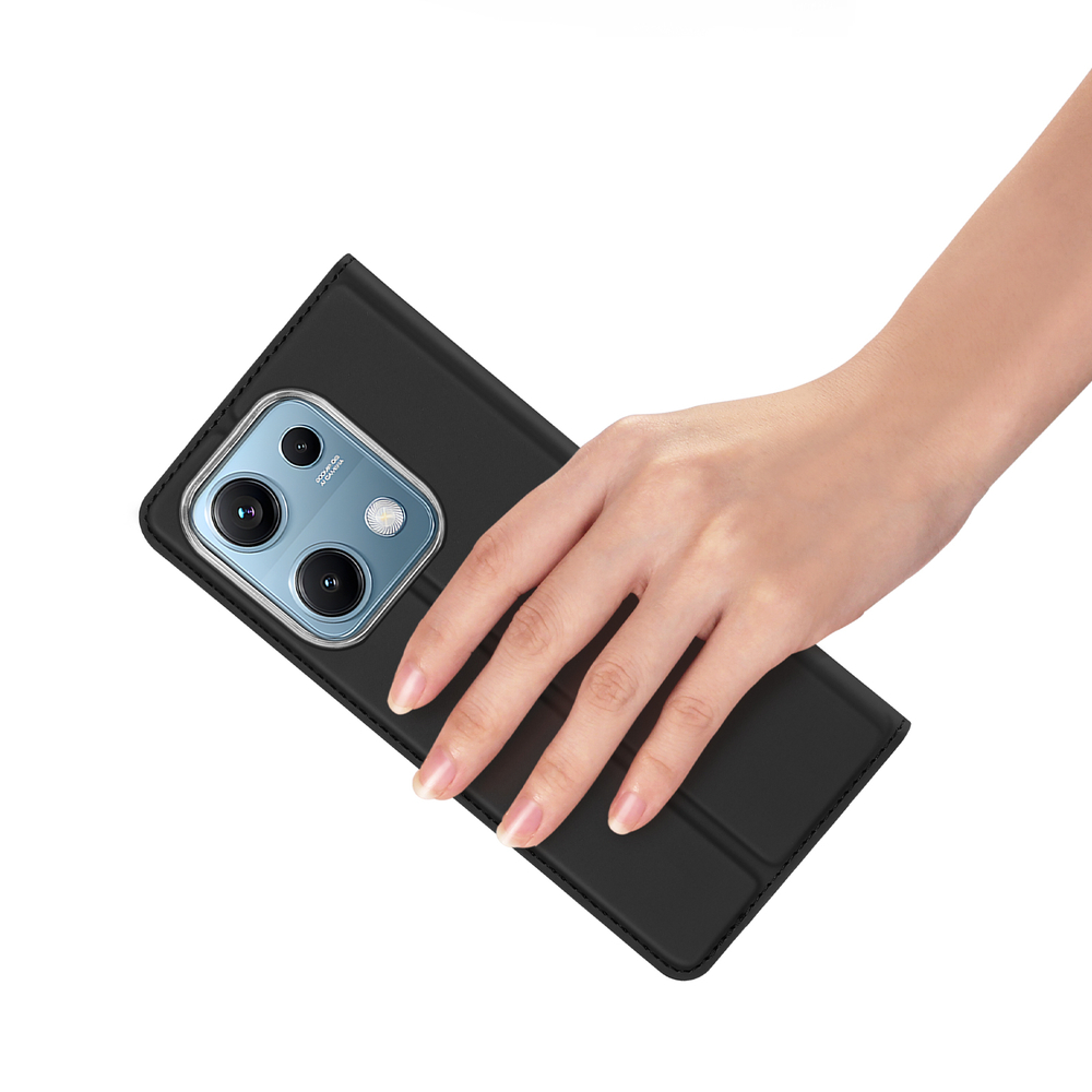 Чехол книжка из PU кожи черного цвета от Dux Ducis для Xiaomi Redmi Note 14S, серия Skin Pro Series Case