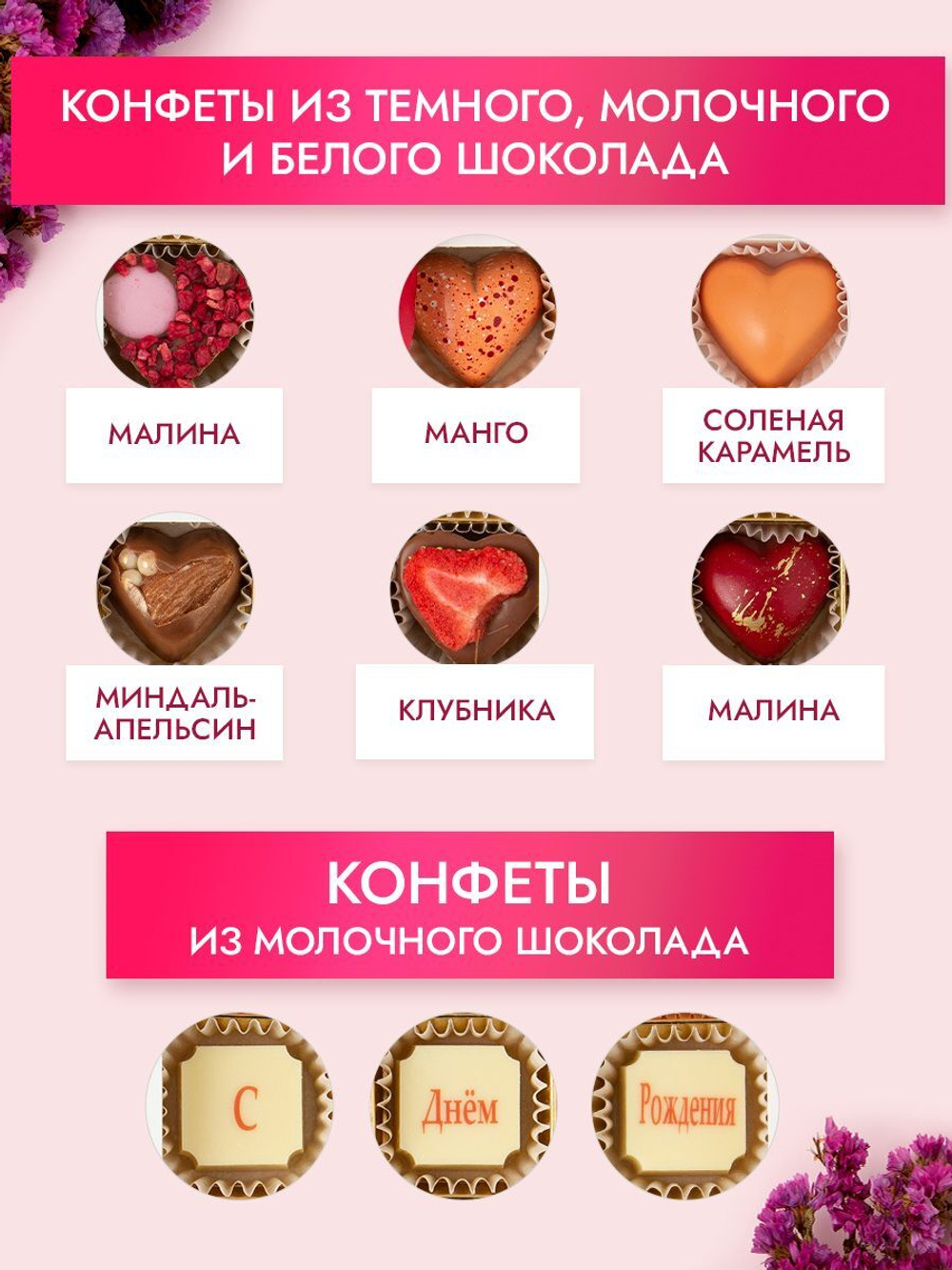 Конфеты шоколадные коробка набор подарочный ручной работы
