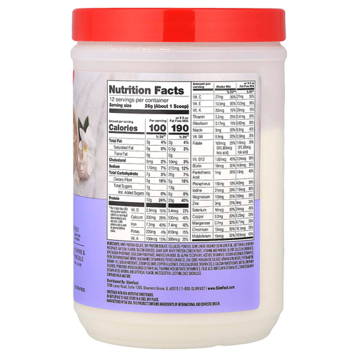 SlimFast, Смузи-заменитель с высоким содержанием белка, ванильный крем, 312 г (11 унций)