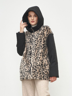 Шуба женская чебурашка тедди с капюшоном короткая, SilverFox (арт. 2204-021-7,4)