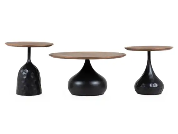 Столик журнальный Lemosab, Ø50х52 см, черный металл, столешница орех