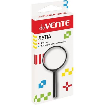 Лупа офисная 40мм, 10-х кратное увеличение, пластиковая оправа, deVente