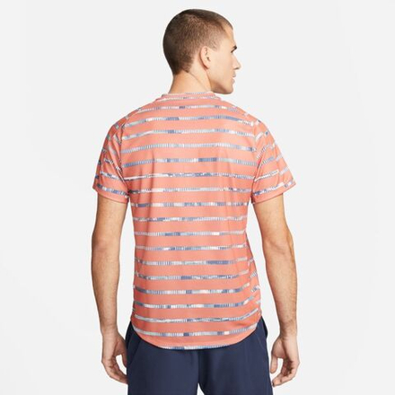 Мужская теннисная футболка Nike Court Dri-Fit Striped Victory Top M - madder root/white