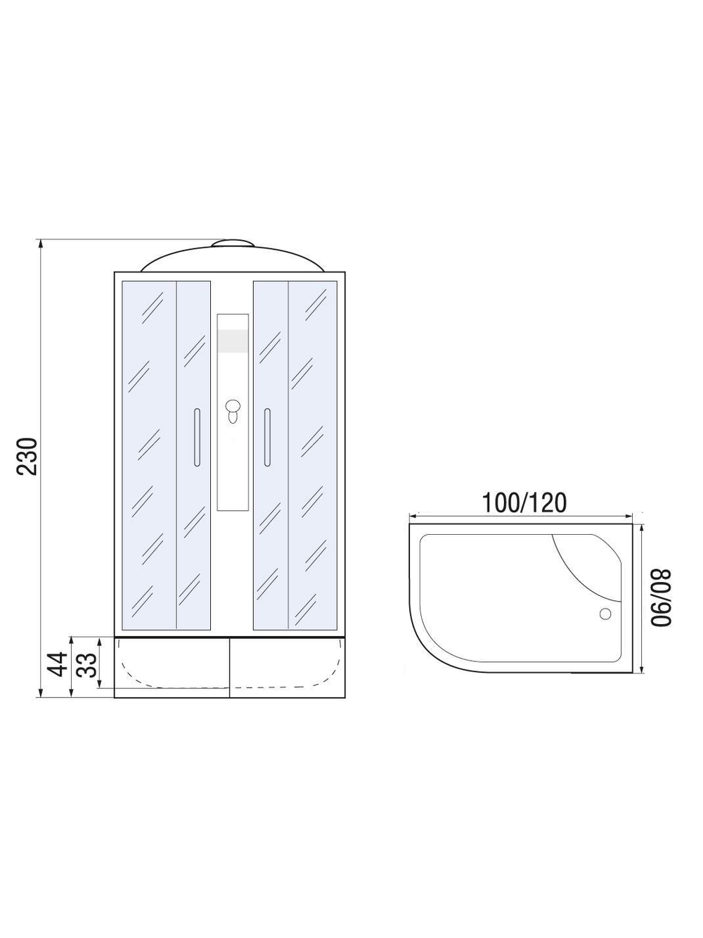Душевая кабина RIVER DESNA XL 120/90/44 MT R   120x90x230 10000006160 Правая Асимметрия