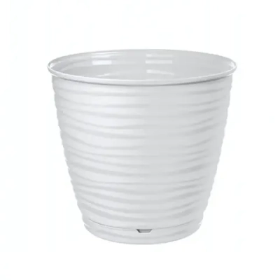 Горшок для цветов пластиковый 2,6л d-17.6см «Saffron» с поддоном белый