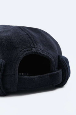 ZARA ФЛАНЕЛЕВАЯ ШАПКА-БИНИ С ДЕТАЛЯМИ В ТОН, МОРСКОЙ СИНИЙ