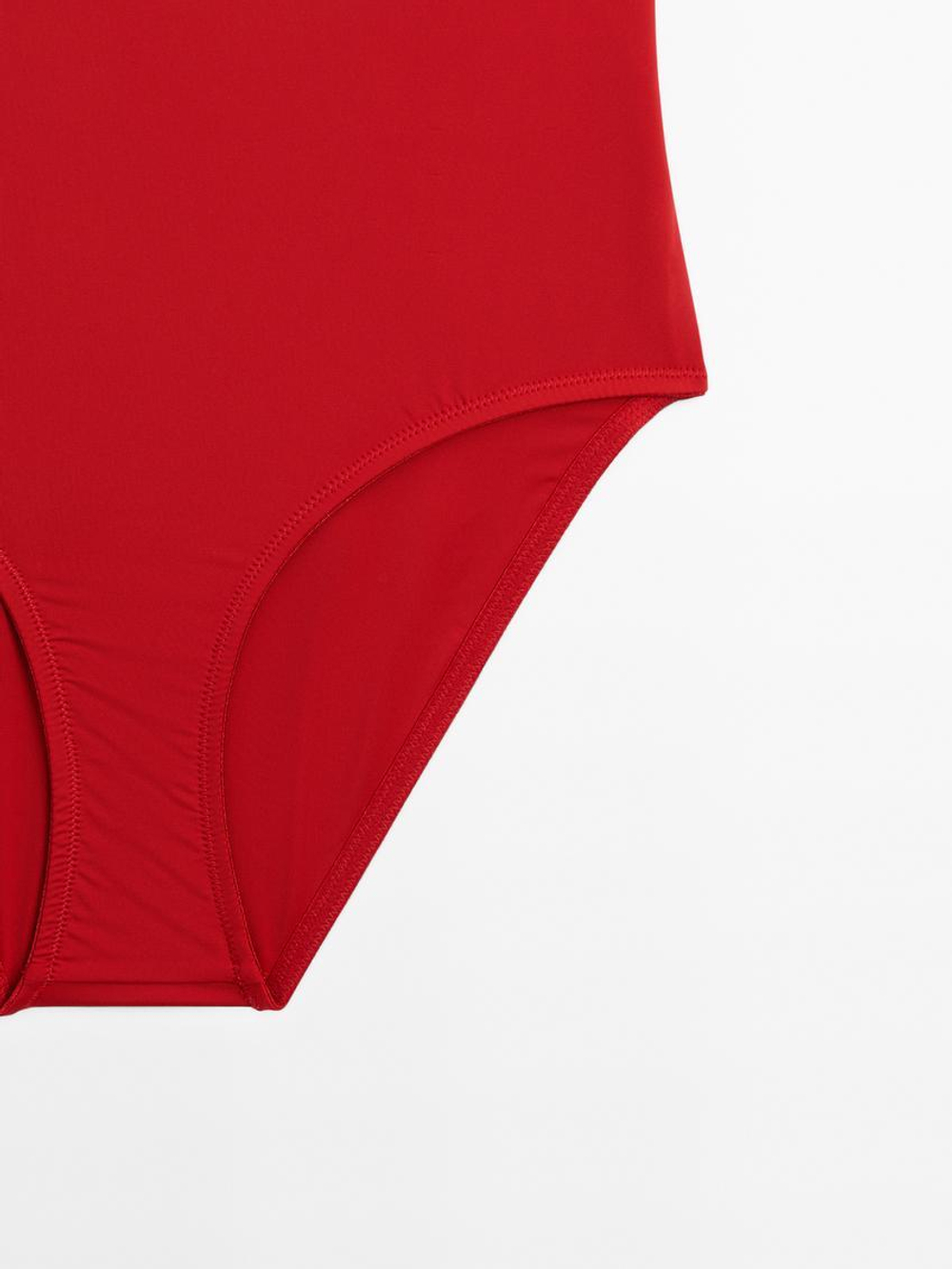 Massimo Dutti Купальник со свернутыми бретелями, красный