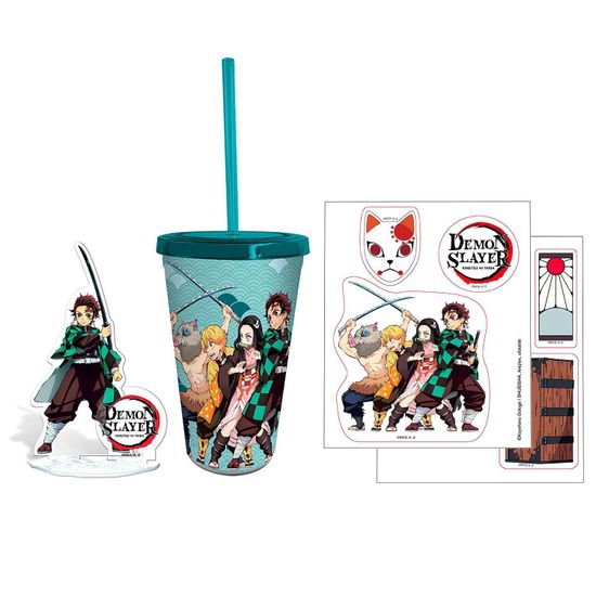Набор подарочный Клинок рассекающий демонов Стакан с трубочкой 470 мл + Акриловая фигурка + Наклейки ABYPCK284 (10013160/290524/3182568/2, Китай)