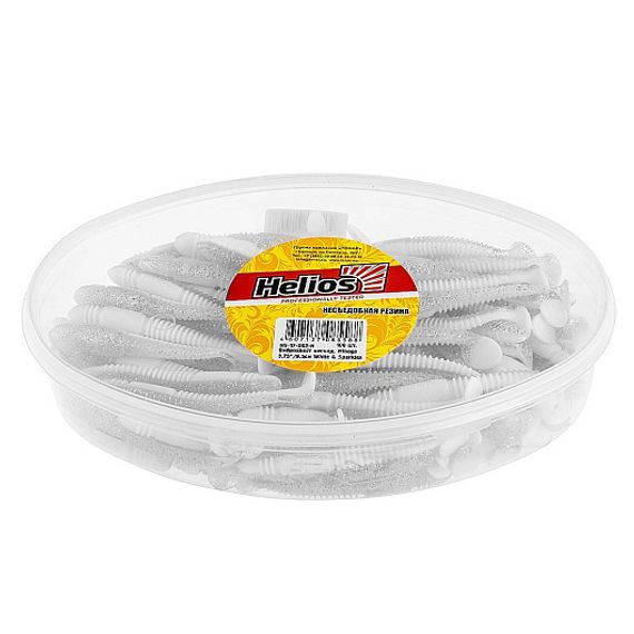 Виброхвост несъедоб. Minoga 3,75&#39;/9.5 см White &amp; Sparkles 100шт. (HS-17-002-N) Helios