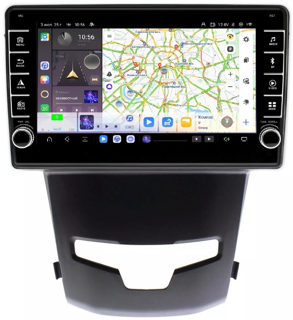 Магнитола для SsangYong Actyon II 2013-2021 - Carmedia SF-9082 (кнопки и крутилки) Android 13, TS20, 6+128Гб, CarPlay, 4G SIM-слот