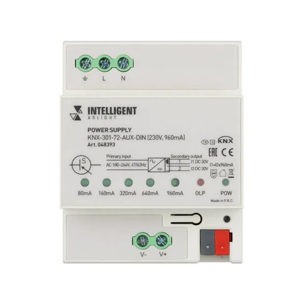 INTELLIGENT ARLIGHT Блок питания шины KNX-301-72-AUX-DIN (230V, 960mA) (IARL, IP20 Пластик, 2 года) 048393