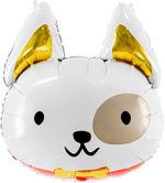 Шар (23''/58 см) Фигура, Голова, Милый Щенок, Белый, 1 шт.