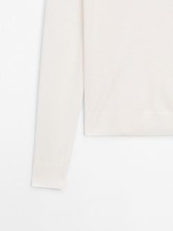 Massimo Dutti Свитер из смесовой шерсти с круглым вырезом, кремовый