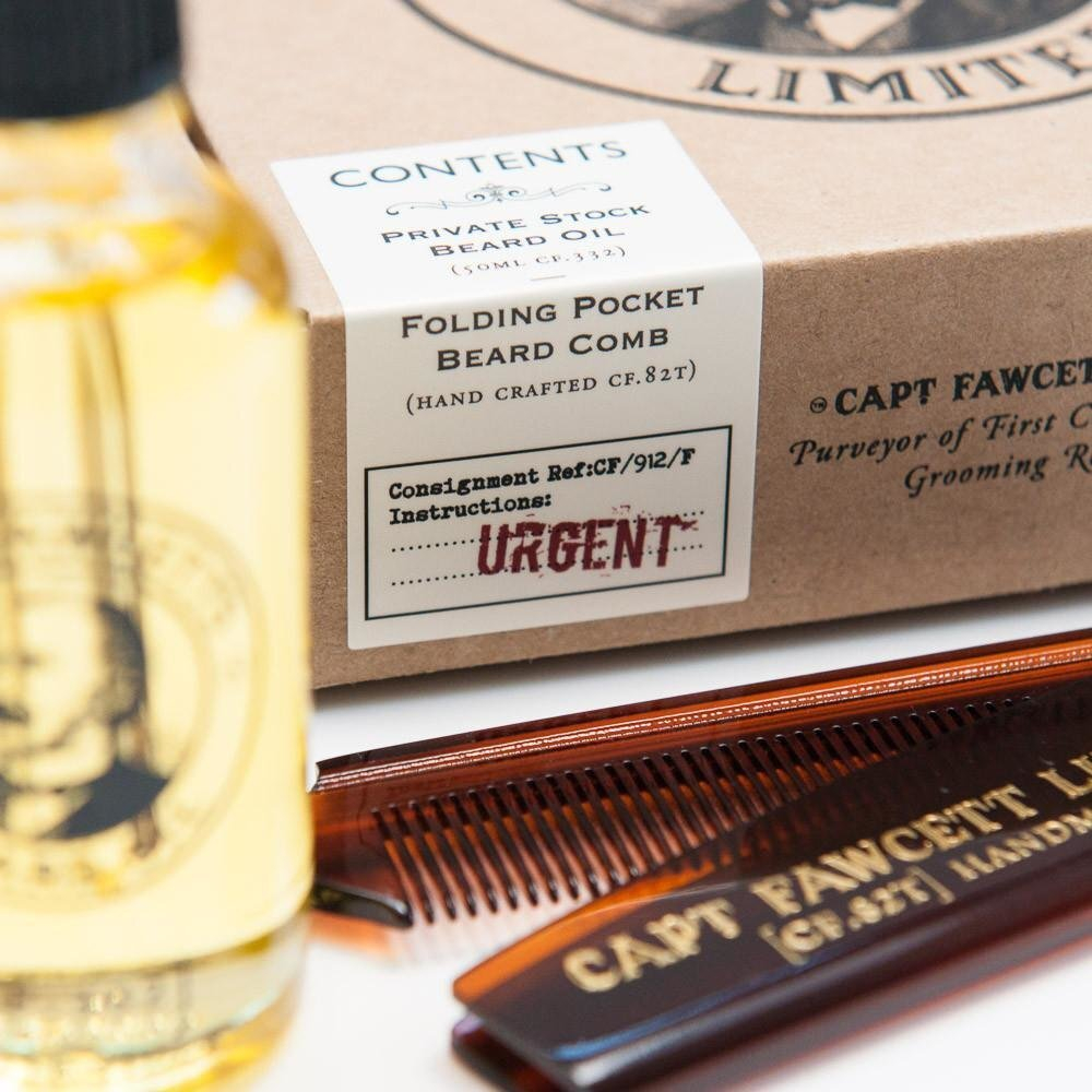 Подарочный набор Captain Fawcett Beard Oil (CF.332) & Folding Pocket Beard Comb (CF.82T)