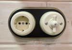 Ретро розетка пластиковая, слоновая кость, Вектор, Interior Electric SCIE/W-02-пл