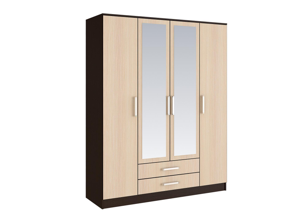 Шкаф четырехстворчатый Фиеста, Дуб беленый, Венге