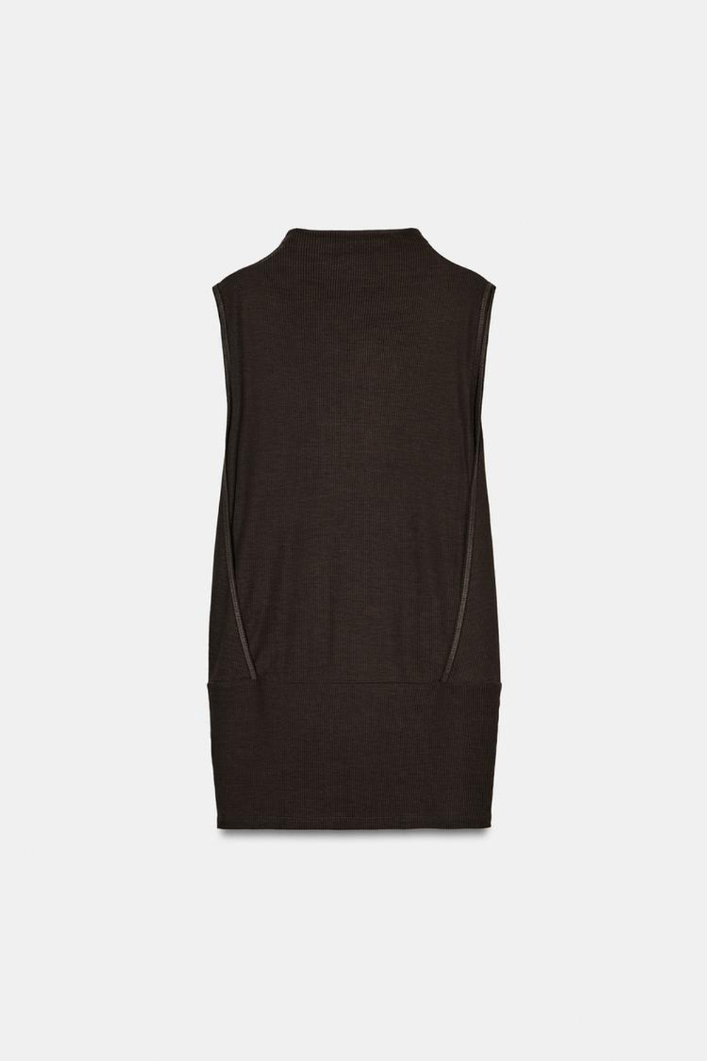 ZARA СВОБОДНЫЙ ТОП С ВОРОТНИКОМ-СТОЙКОЙ, БУТЫЛОЧНО-ЗЕЛЕНЫЙ