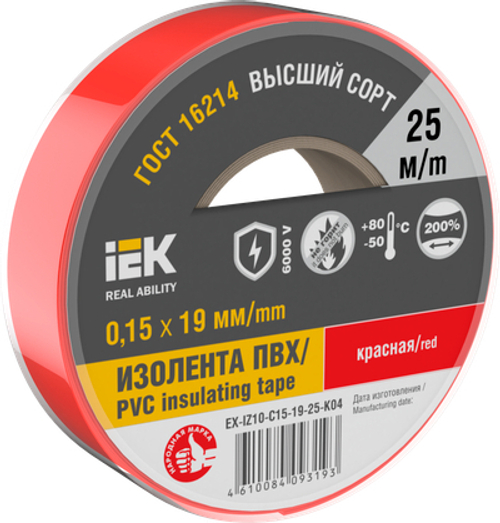 MIXTAPE 7 Изолента 0,15х19мм красная 25м IEK